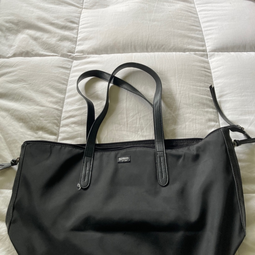 Botkier Black Nylon Tote Weekender Bag Zipper Detail